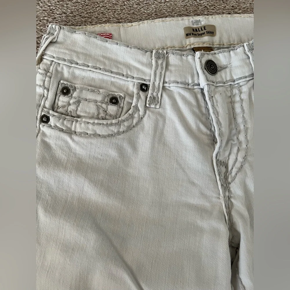 True Religion Halle Low Rise Super Skinny Jeans – Light Gray | Size 25 - Picture 7 of 13